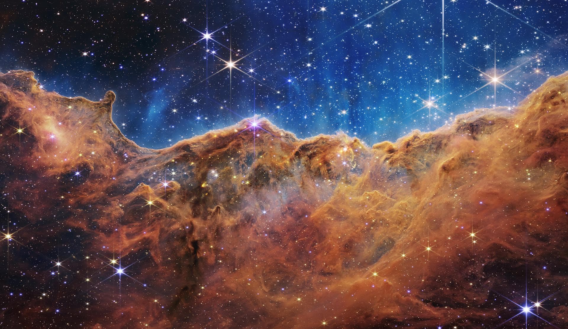 Cosmic Cliffs (NGC 3372 — Carina Nebula), emission nebula — NASA / ESA / CSA / Webb
