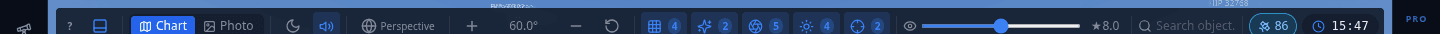 Screenshot: Sky Map Toolbar