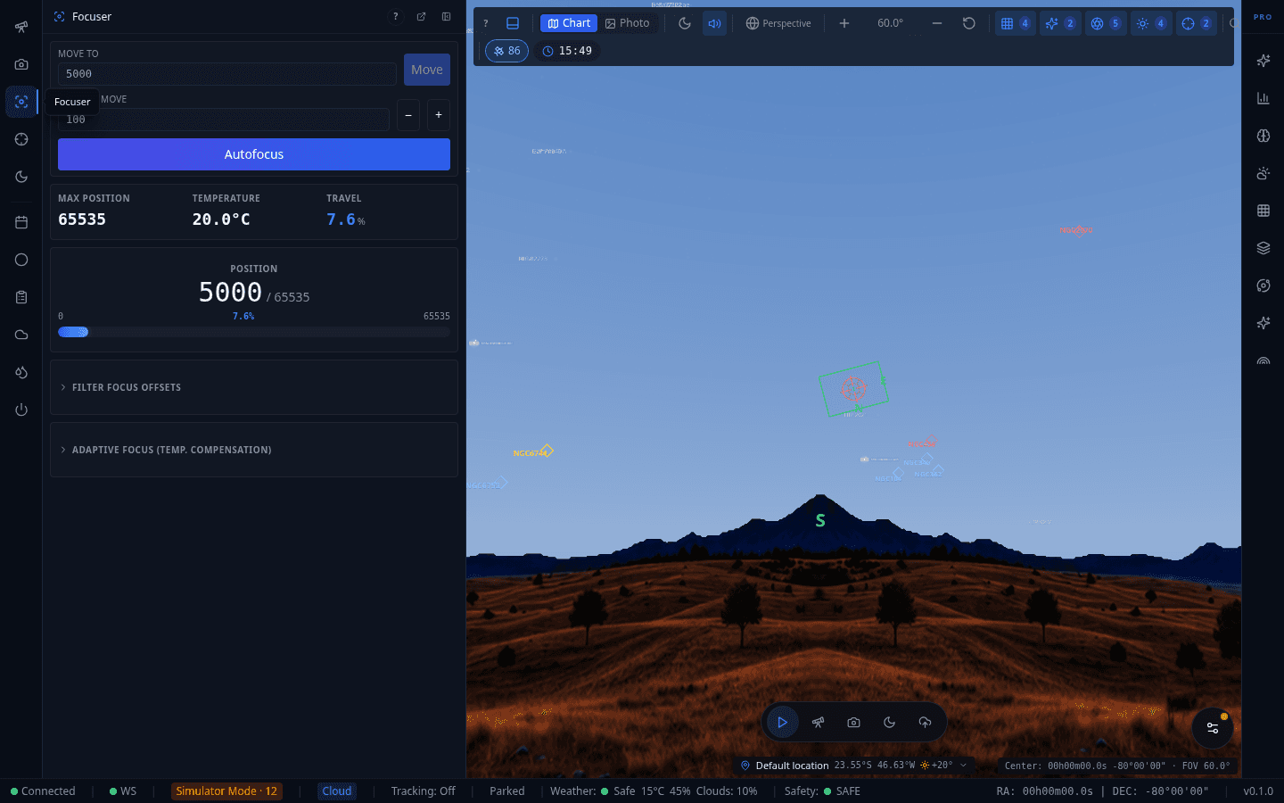 Screenshot: Focuser Panel
