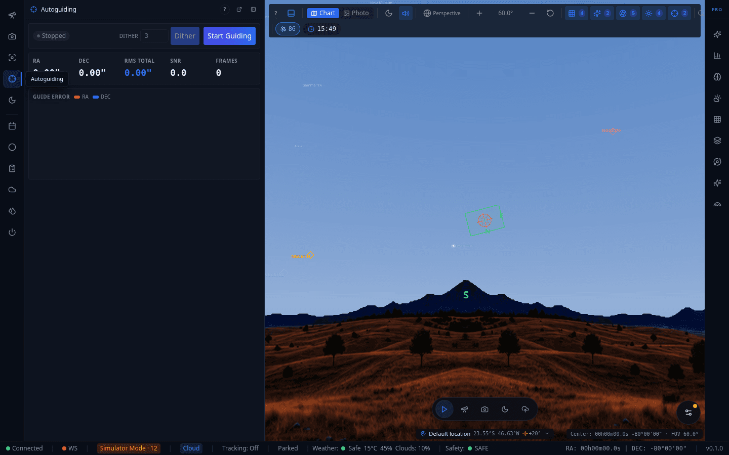 Screenshot: Autoguiding Panel