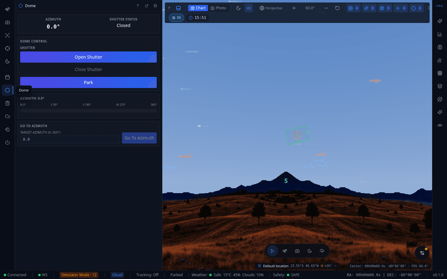 Screenshot: Dome Control